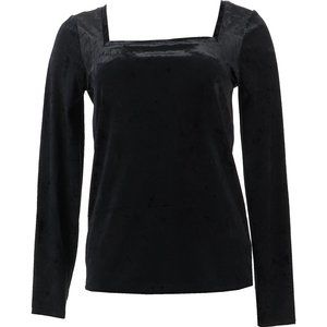 NWT SKINNYGIRL GIANA CRUSHED VELVET SQUARE NECK TOP BLACK MEDIUM & 1X